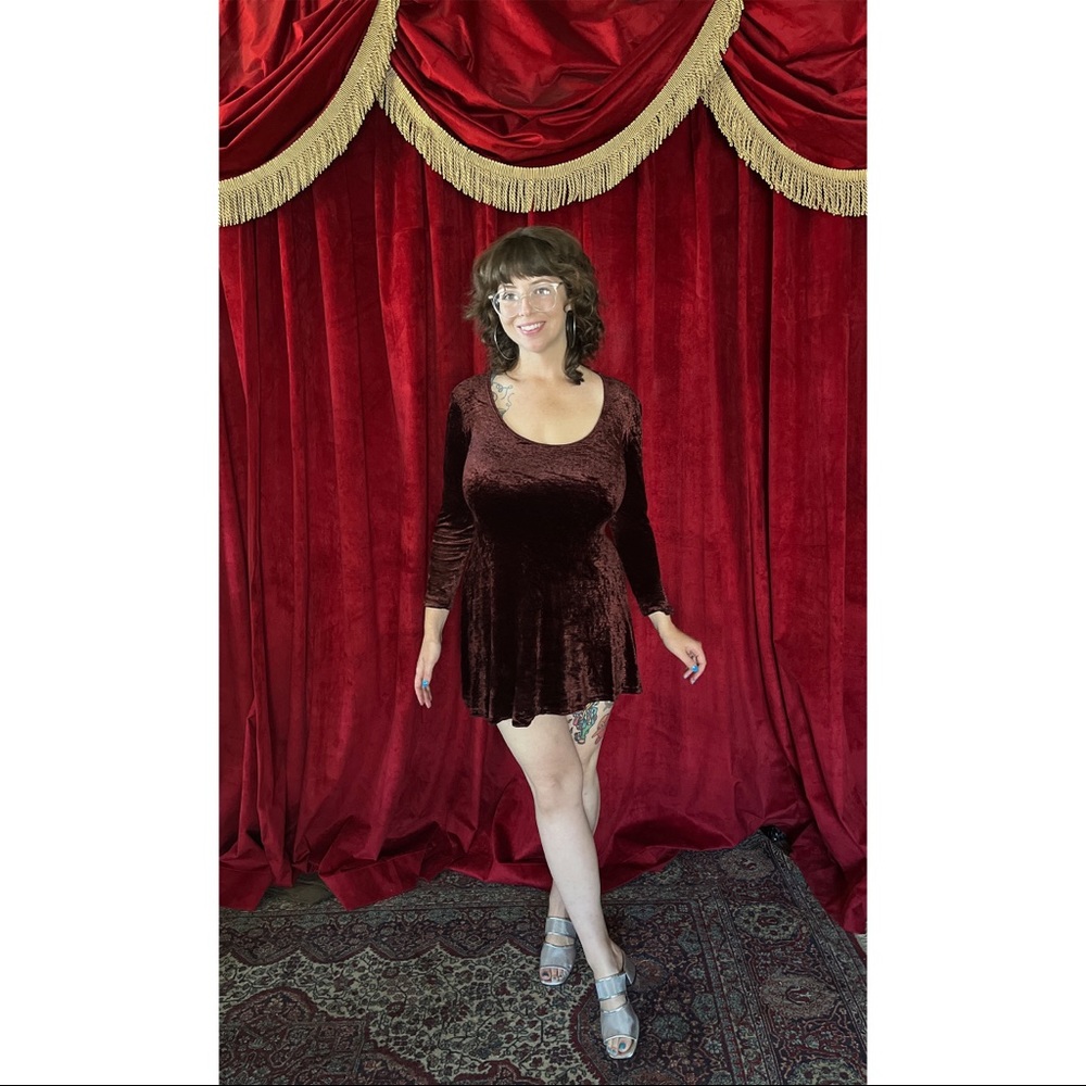 Vintage 90's Velvet Mini Dress Small